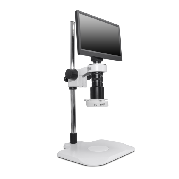 Scienscope Macro Digital Inspection System With Compact LED Light On Lab Stand MAC3-PK1-E2D